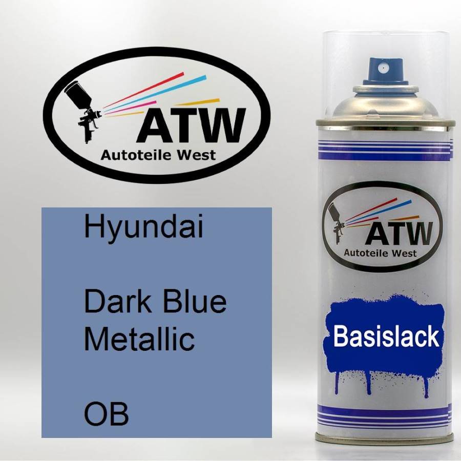 Hyundai, Dark Blue Metallic, OB: 400ml Sprühdose, von ATW Autoteile West.
